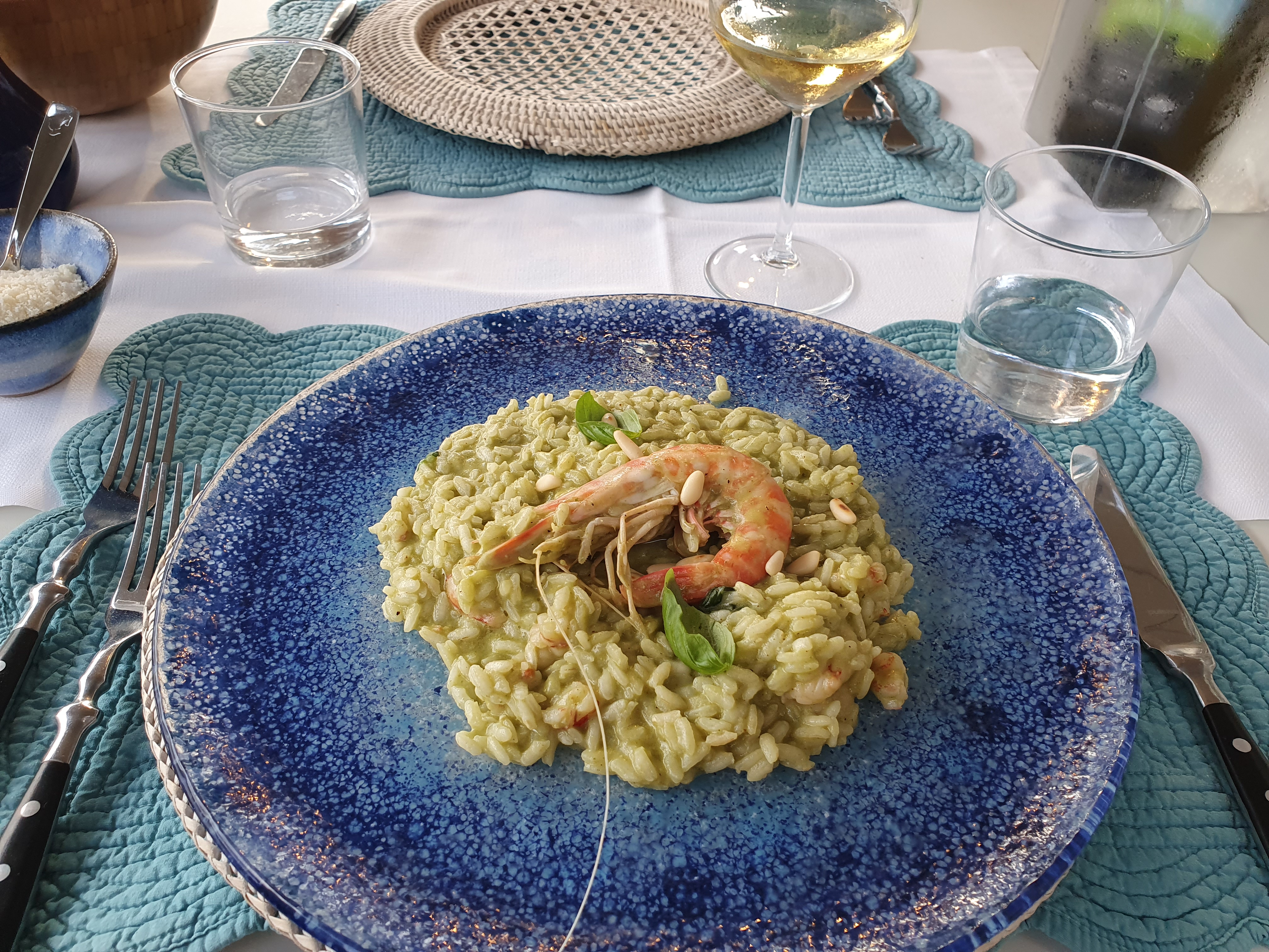 Risotto mit Pesto und Garnelen im L'Ancora della Tortuga