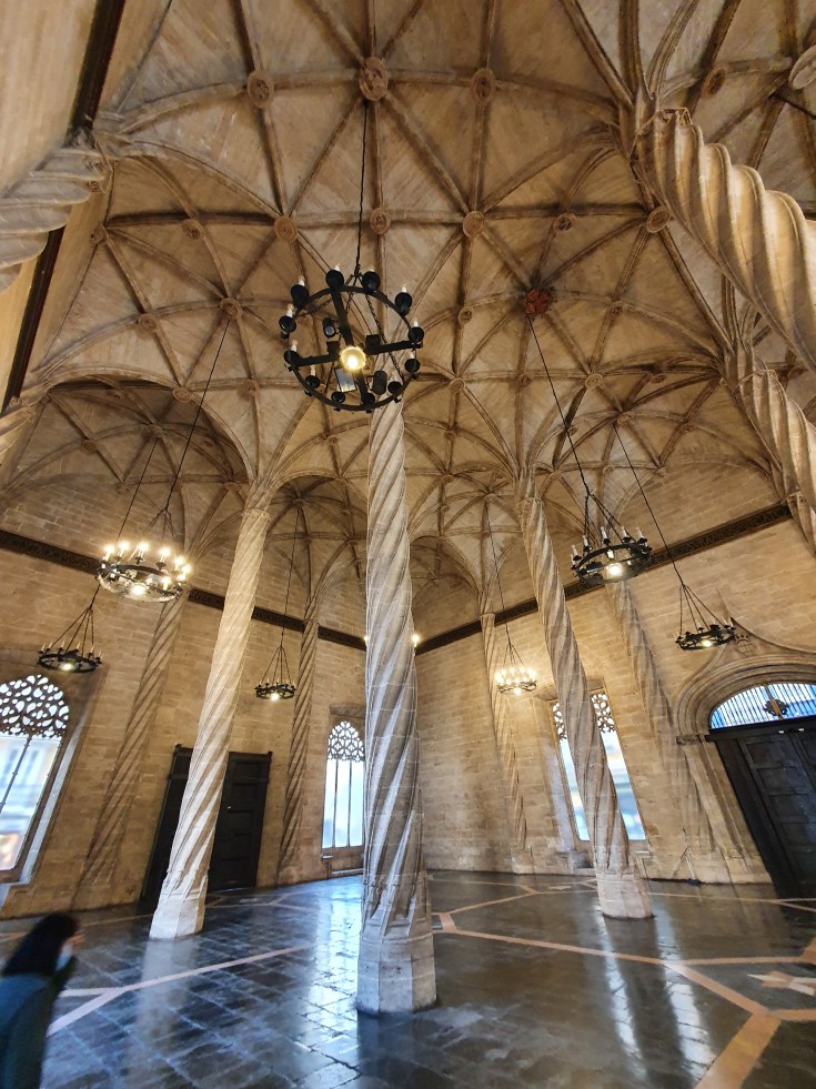 Valencia Seidenbörse Llotja de la Seda Lonja Handelssaal mit Palmensäulen