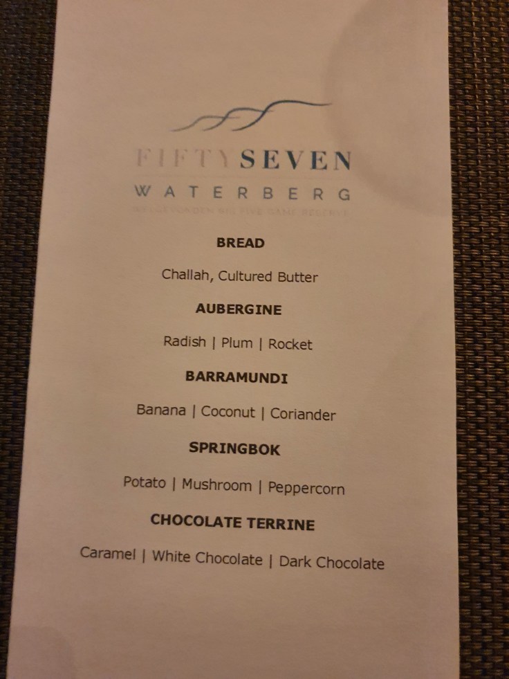 57 Waterberg Speisekarte