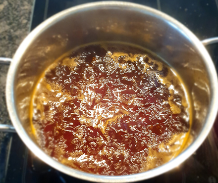 Löwenzahn Honig Sirup mit Orange - Kochvorgang